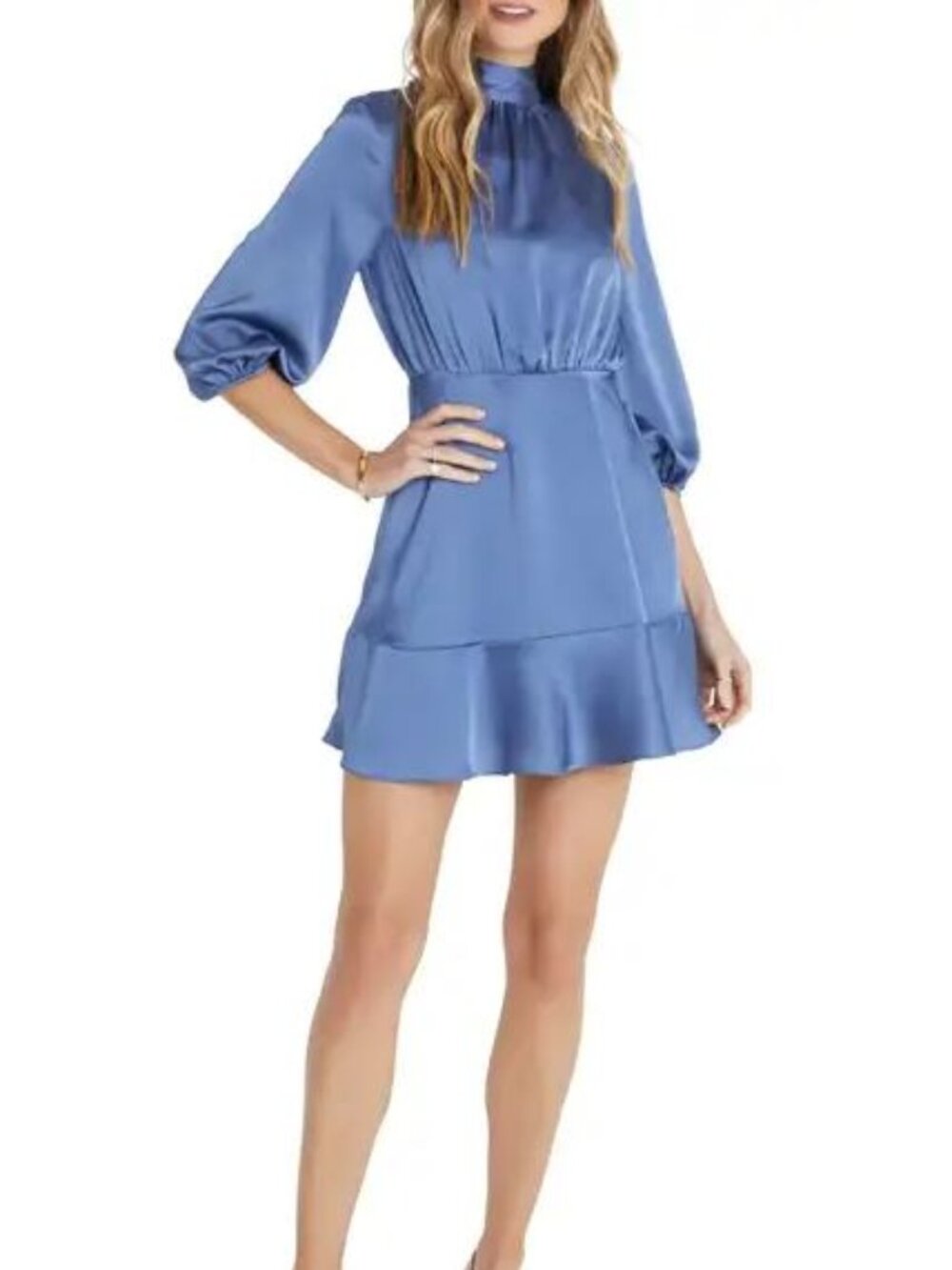 VICI Collection Satin Balloon Sleeve Dress - NWT - Size L